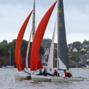 Hurricane Open, Heading to the finish line in race 1, 421 Joseph Buxton-Smith, Gemma Quickenden Starcross YC, 307 Hunter Warden, India Warden Starcross YC