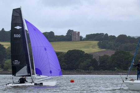 Hurricane Open, Finish line, 500 John Tuckwell Lucy Loughton, Bala SC