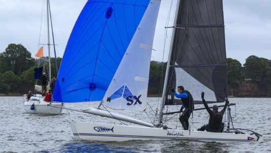 Hurricane Open, Race 6 finish for 455 Julian Reichert Jeremy Sandford Thorpe Bay YC