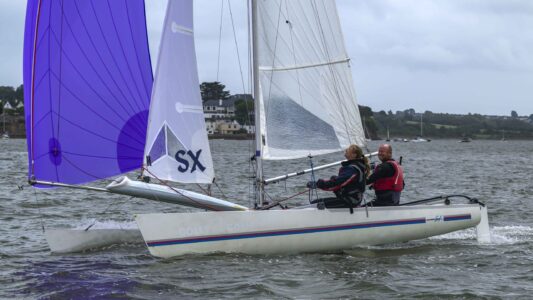 Hurricane Open, heading to the finish line in race 6, 316 Dan Tindale, Charlotte Auld, Stone SC