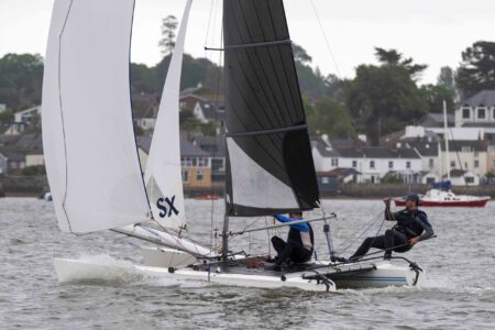 Hurricane Open, 420 Alex Farrall, Alex Warrington Thorpe Bay YC, heading towards the finish gate, in second place Race 1