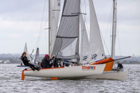 Hurricane Open, end of 1st leg 315 Tesni King, Bill King Starcross YC, goes around the outside,