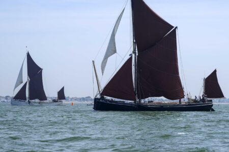 Thames Barge Race, Thames Estuary, hosted by Thorpe Bay Yacht Club, Adieu, Harwich and Niagara Start line,